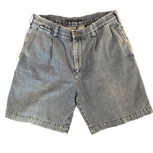Men's Nautica Rigger Classic Fit Denim Shorts 34W Vintage Y2K Pleated Cotton
